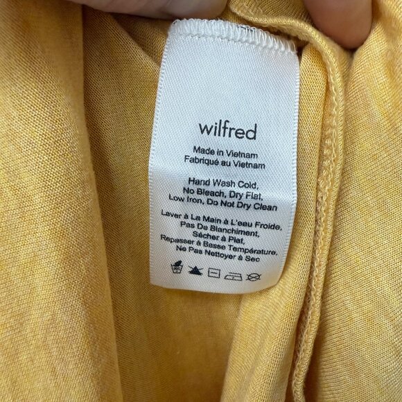 Aritzia Wilfred Yellow Anvers T shirt Split Back Cotton Tee Capsleeve Top XXS XS - Picture 12 of 13